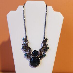 HEMATITE & see glass necklace,vintage